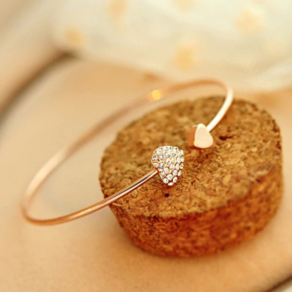 Double Heart Love Bangle Bracelet